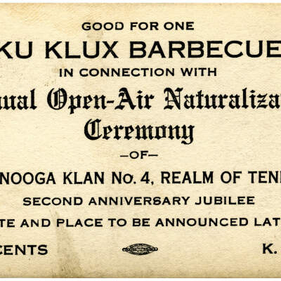 Ku Klux Barbecue Annual Open-Air Naturalization Ceremony Ticket