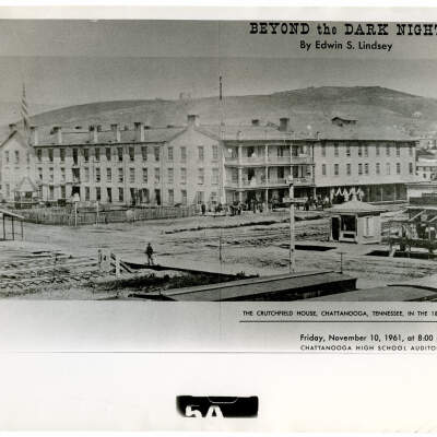 2021.003.008 B: photographic copy of the cover of Edwin S. Lindsey's book "Beyond the Dark Night" showing the Crutchfield House in the 1860s