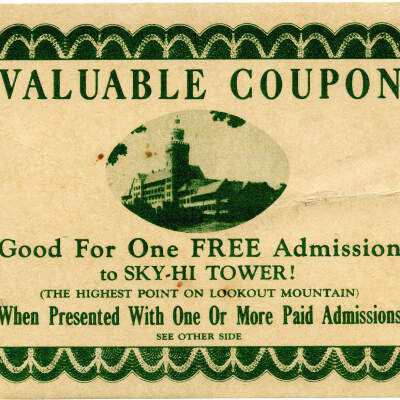 Valuable Coupon, Good for One Free Admission to Sky-Hi Tower