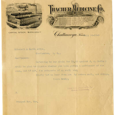 Thacher Medicine Co., Letterhead