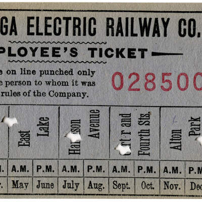 Chattanooga Electric Railway Co. Employee Ticket