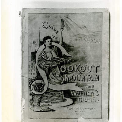 2021.003.006 Photo by Buddy Werner: photographic copy of the cover of an 1892 "Guide to Lookout Mountain and Walden's Ridge" guidebook by Margaret Severance