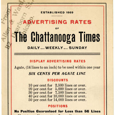 Advertising Rates of the Chattanooga Times, 1906
