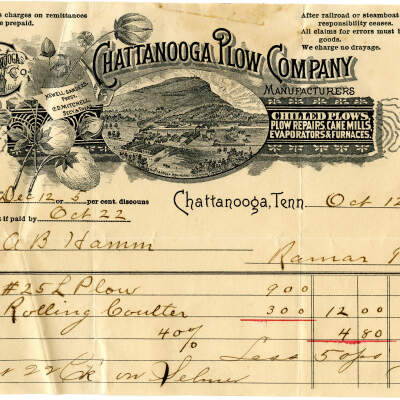 Chattanooga Plow Company Receipt