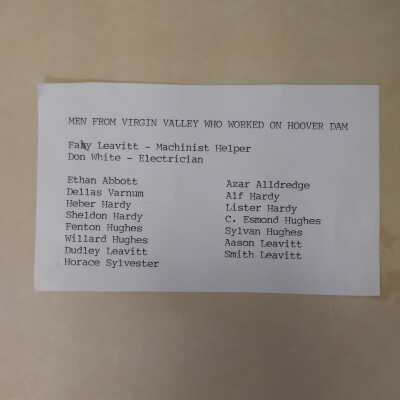 Men From Virgin Valley Who Worked on Hoover Dam