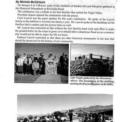 2000 Commemoration of the Bunkerville Settlement