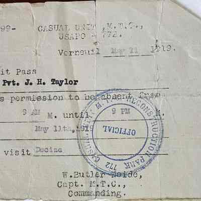 ww1 military pass France 1919