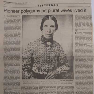 Newspaper: Pioneer polygamy