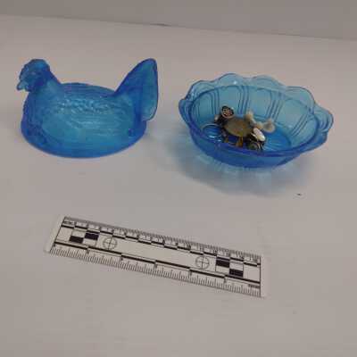 Reber's Blue Glass Chicken & Buttons