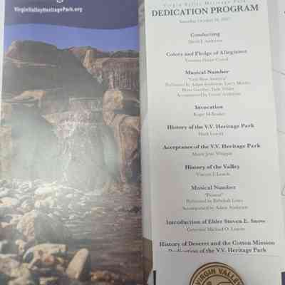Dedication Program of the Virgin Valley Heritage Partk