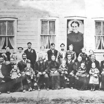 James and Carmelia Maria Burgess Hughes family about 1907.