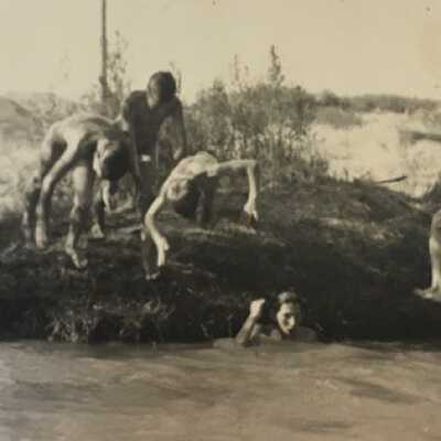Swimming at the "Charlo Hole" (irrigation ditch)