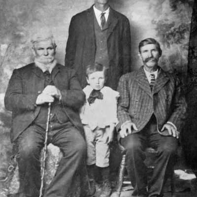 Dudley Leavitt Sr, Dudley Leavitt Jr, Edgar Leavitt in back, Reuben Leavitt in Front