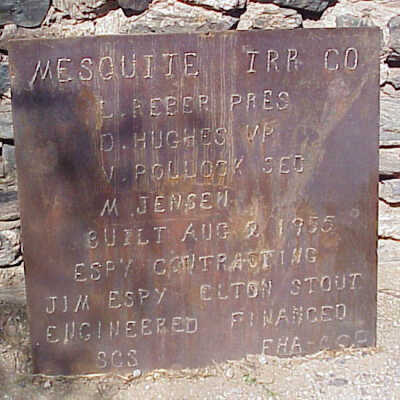 Mesquite Dam Plaque