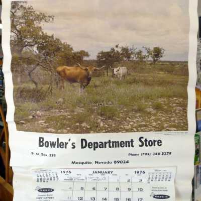 Calendar from J L Bowler's Store