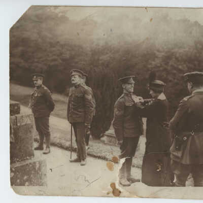 Men receiving medals