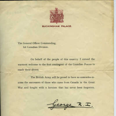 Letter of Welcome 17 December, 1939