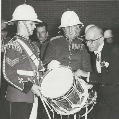 Inspecting a Regimental Drum from the West Yorkshire Regiment