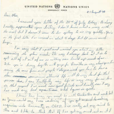Letter - 5 August, 1974