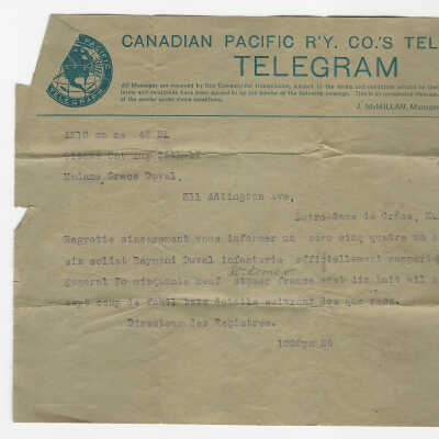 Telegram Announcing a Casualty