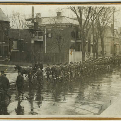 Soldiers Parading in Montreal Street