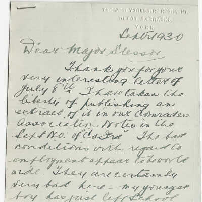 Letter - September, 1930