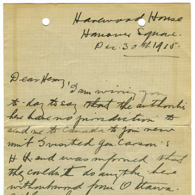 Letter - 30 December, 1915