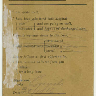 Field Service Postcard - 30 November, 1916