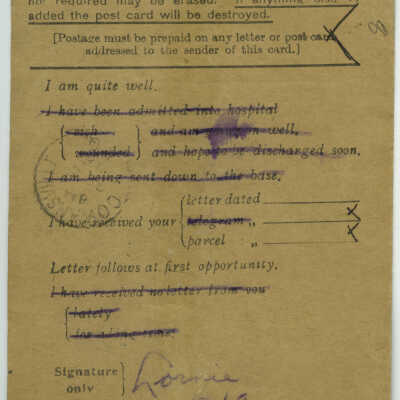 Field Service Postcard - 8 August, 1918