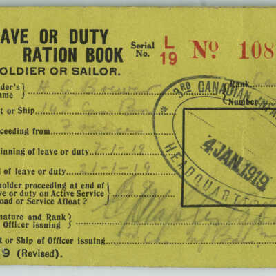 Ration Book, Military, WWI