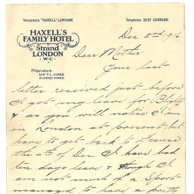 Letter - 2 December, 1916