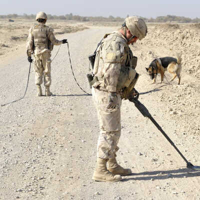 Canadian Troops Search a Route