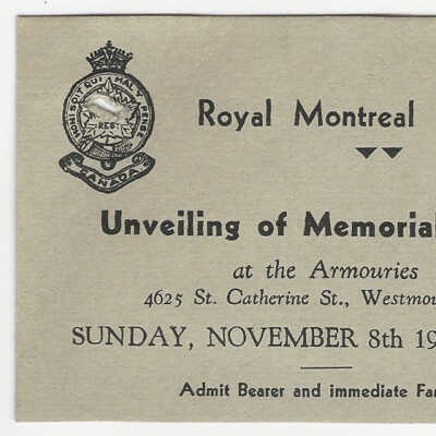 Memorial Unveiling Pass
