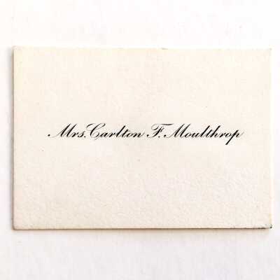 Calling card of Mrs. Carlton F. Moulthrop, before 1951