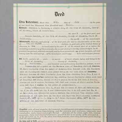 Deed, property on Broadway, near Washington Str., 1912