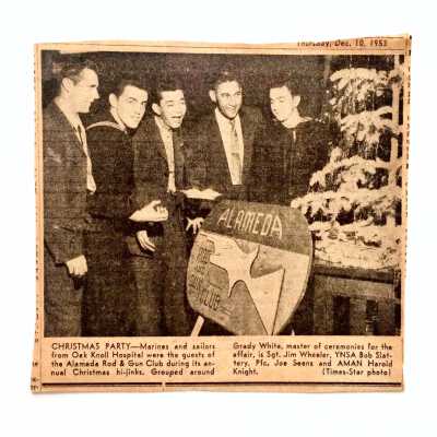 Clipping about a Rod and Gun Club Christmas party, 1953