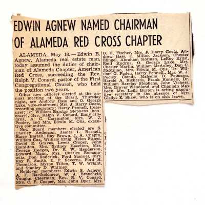 Clipping about Red Cross Board Members and participants, c. 1940s
