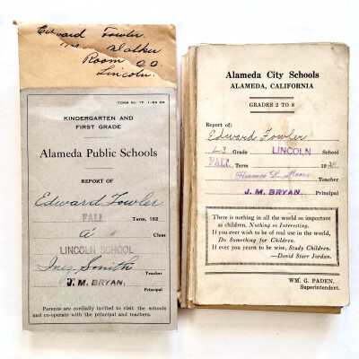 Lincoln School report cards of Edward Fowler, 1928-1934