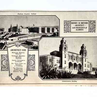 Illustration of the Highland Hospital, designed by H.H. Meyers, 1929