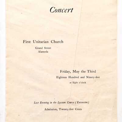 Musical Program presented by Unitarian Church, 1895