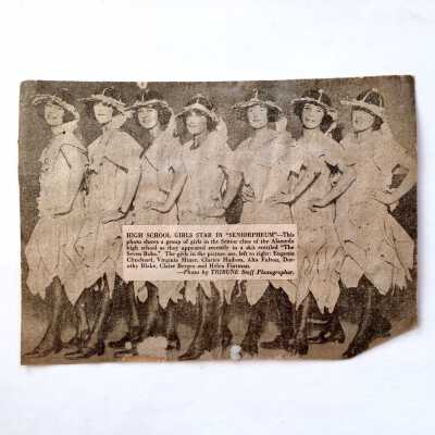Newspaper clipping Alameda High School presentation 'Seniorpheum', 1920