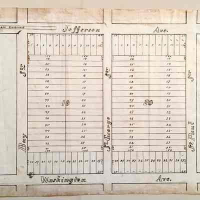Subdivision Map Block 19 and 20, Jefferson/Washington/St. Paul/Bay, c. 1870s