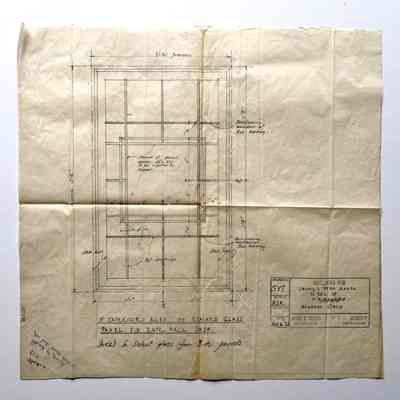 Plan stained glass window, library / studio annex, 2021 Alameda Ave, 1935