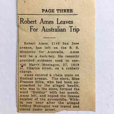 Clipping regarding Robert Ames, 1933