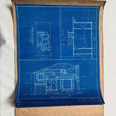 Blueprints for a residence, signed by James E. Rainey, before 1952