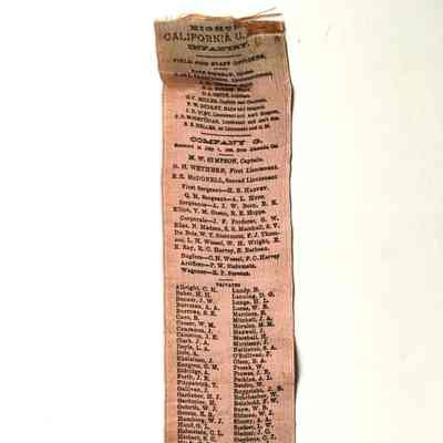Pink National Guard Ceremonial ribbon, Company G, 1898