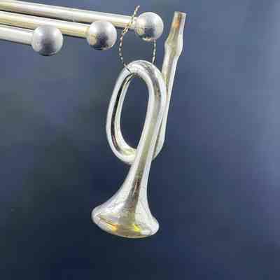 Silver Mercury Trumpet Glass Christmas Ornament, c. 1920s
