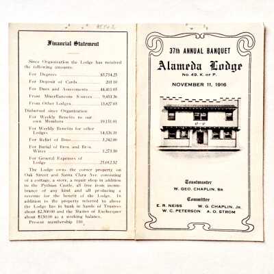 Program Folder from 37th Annual Banquet of the Knights of Pythias, 1916