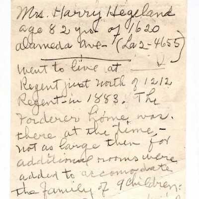 Written information about the Forderer home (demolished), prior 1999