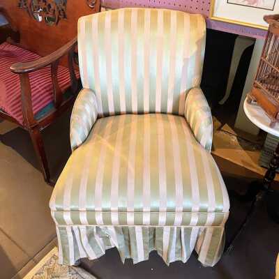 Slipper chair covered with silk striped brocade, c. 1940